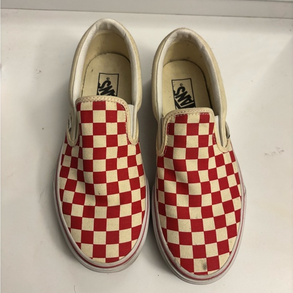 Vans Kids Red and White Checkered Slip-On Sneakers only worn 1 time. - Picture 4 of 5